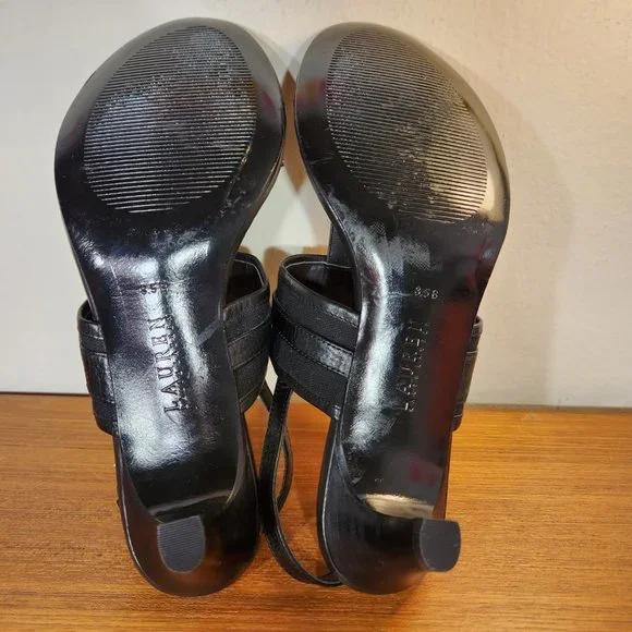 NWOT Ralph Lauren Leather Upper Black Sandals Women`s 8.5 - Picture 6 of 7